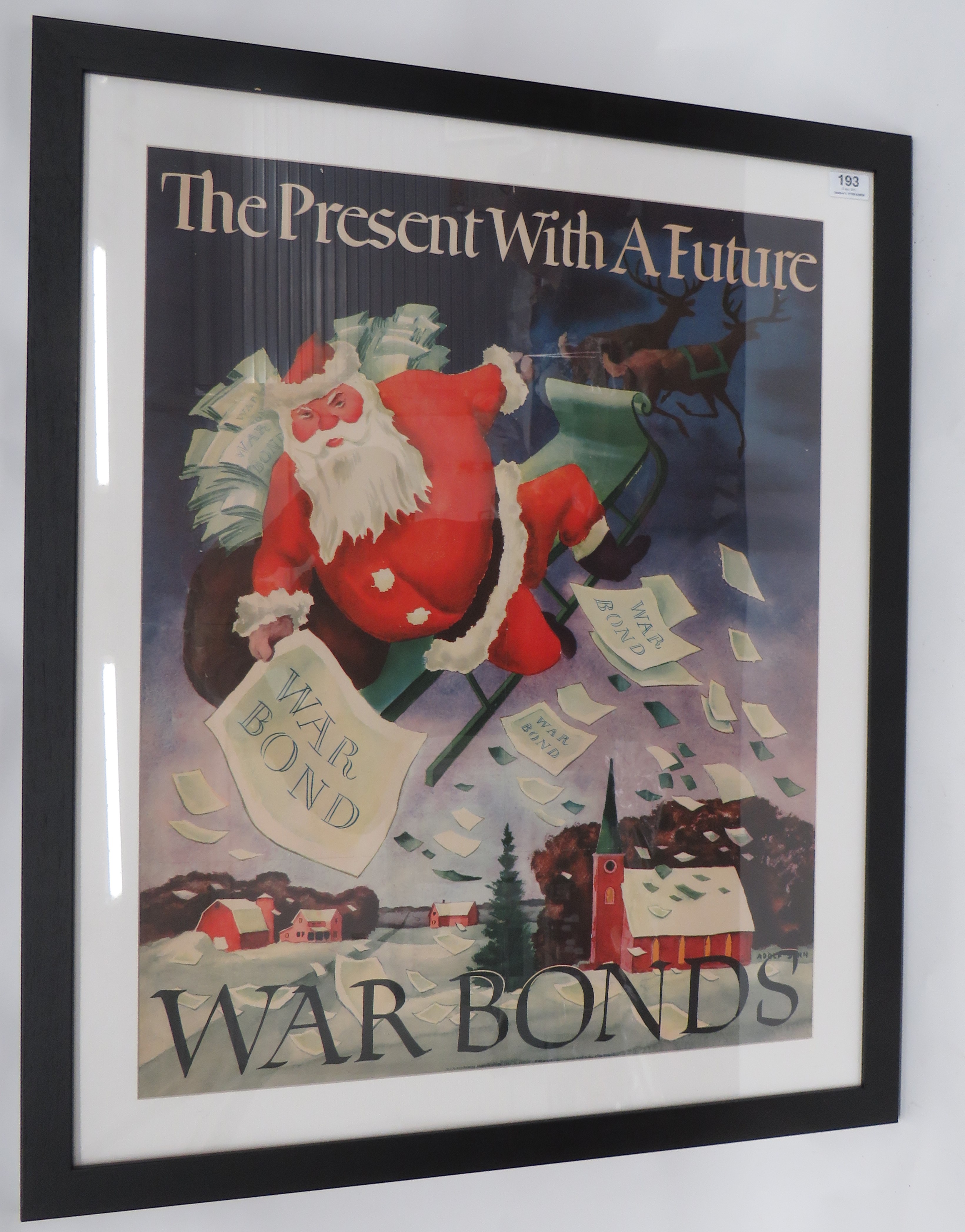 WW2 “War Bond” Christmas Poster colourful poster with text “The Present With A Future. War