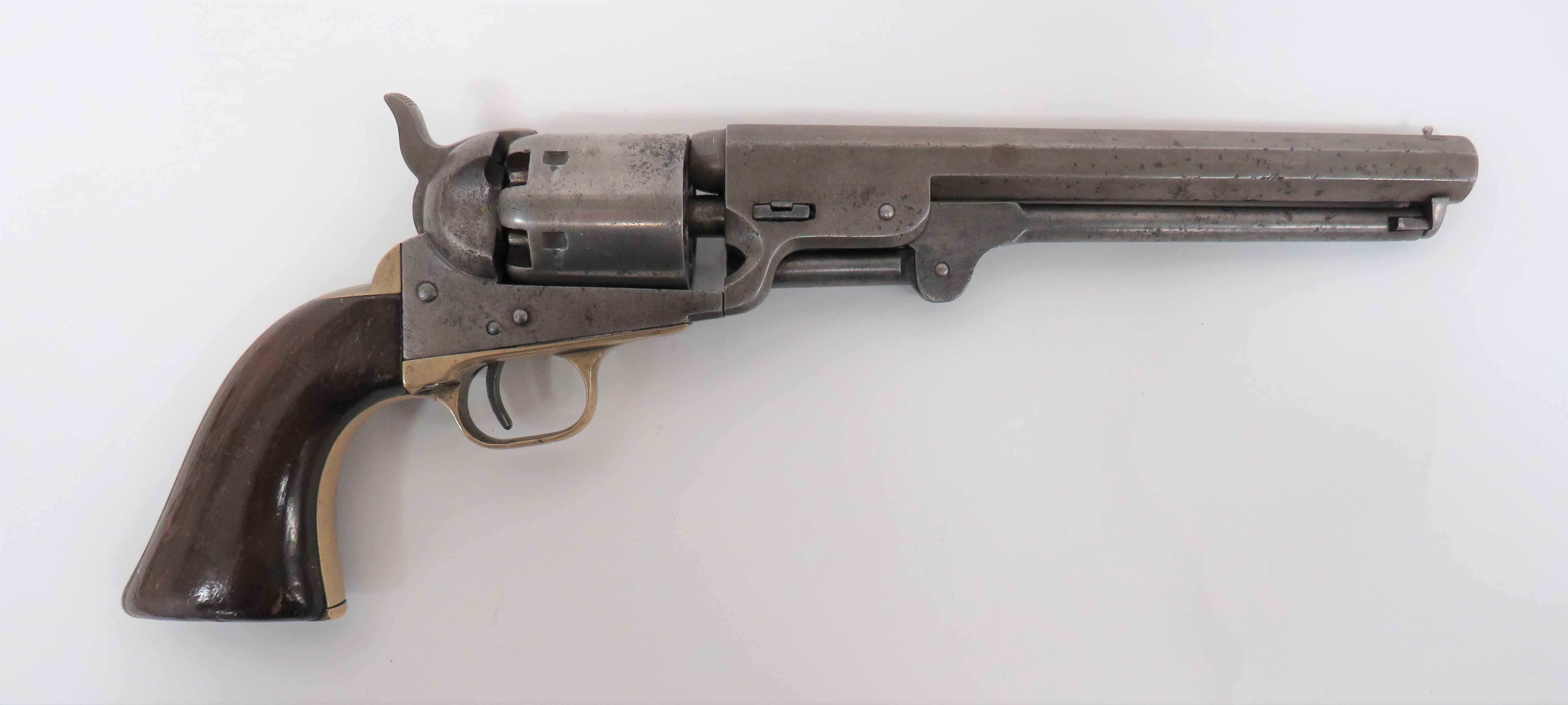 Model 1851 Colt Navy Second Model Percussion Revolver .36 cal, 7 1/2 inch, octagonal barrel.  Top