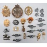 Varied Selection of Modern Military Badges including brass, QC Gurkha Rifles, cross belt badge.