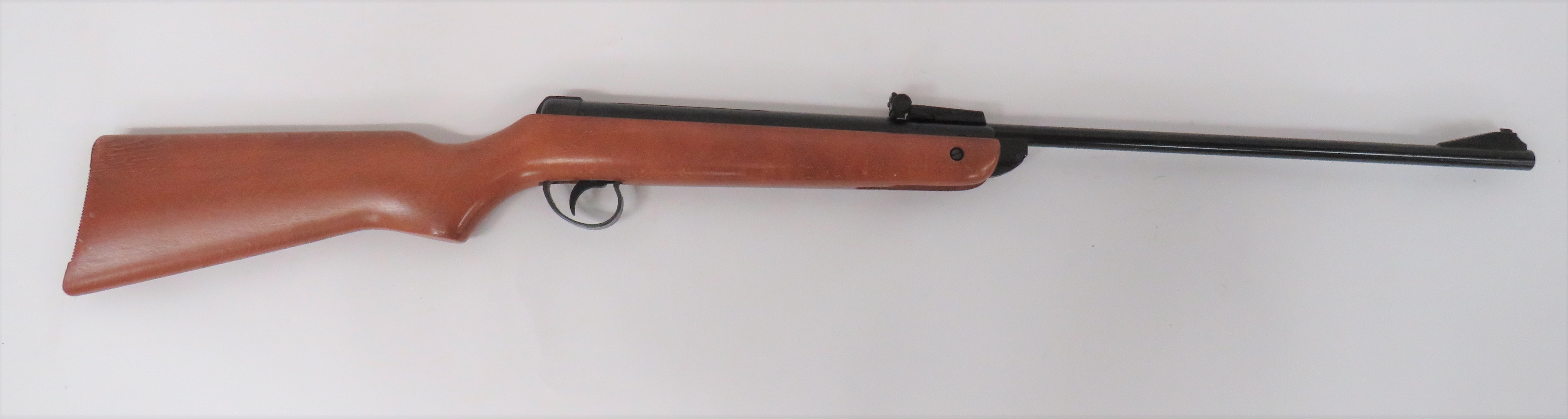 BSA Meteor Air Rifle .177, 18 1/2 inch, blackened, hinged barrel.  Front blade sight and rear