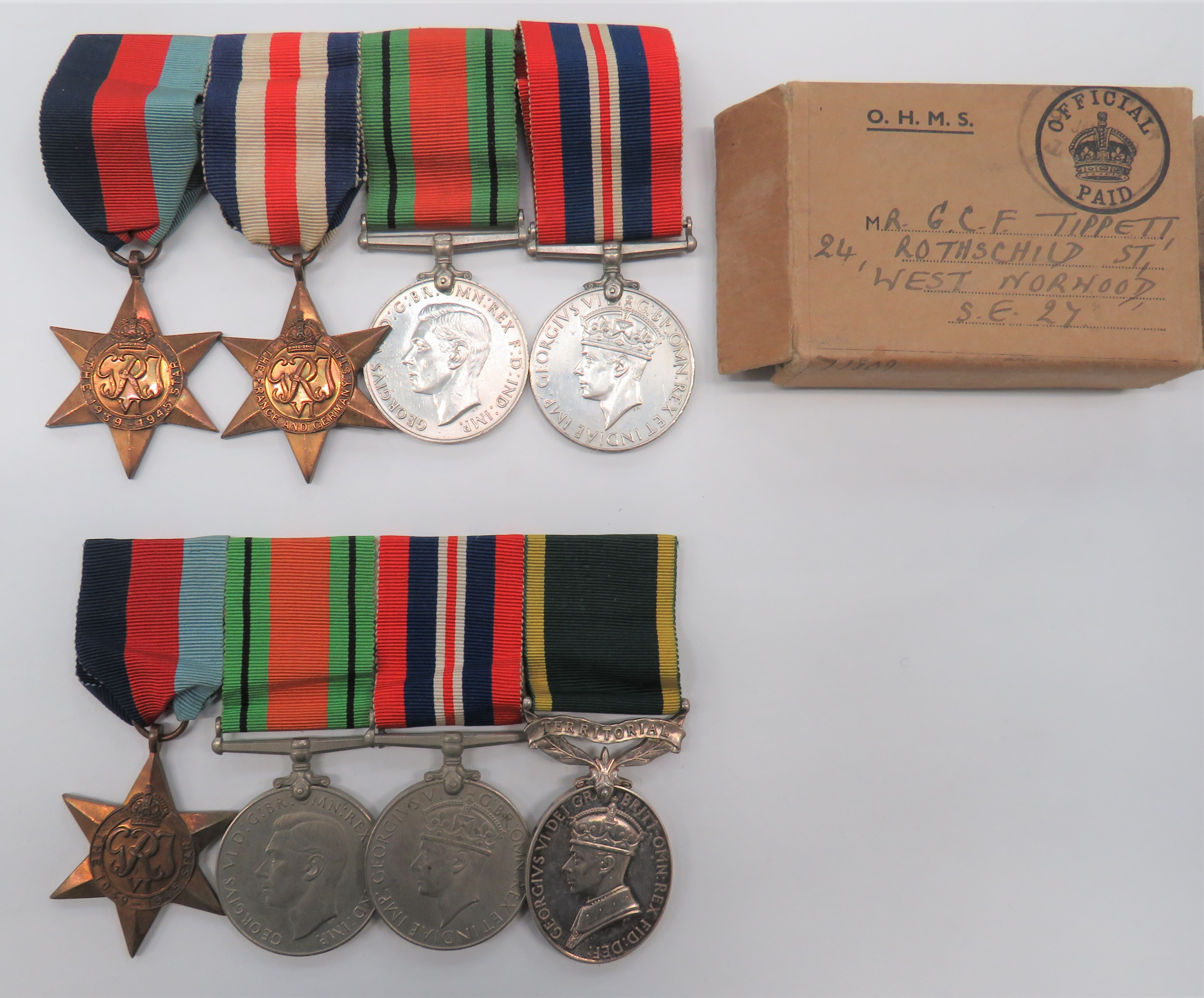 Royal Signals Territorial Efficiency Medal Group consisting 1939/45 Star, Defence medal and War