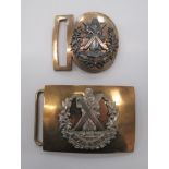 Cameron Highlanders Officer's Dirk Belt Buckles consisting Cameron Highlanders example.  Gilt,