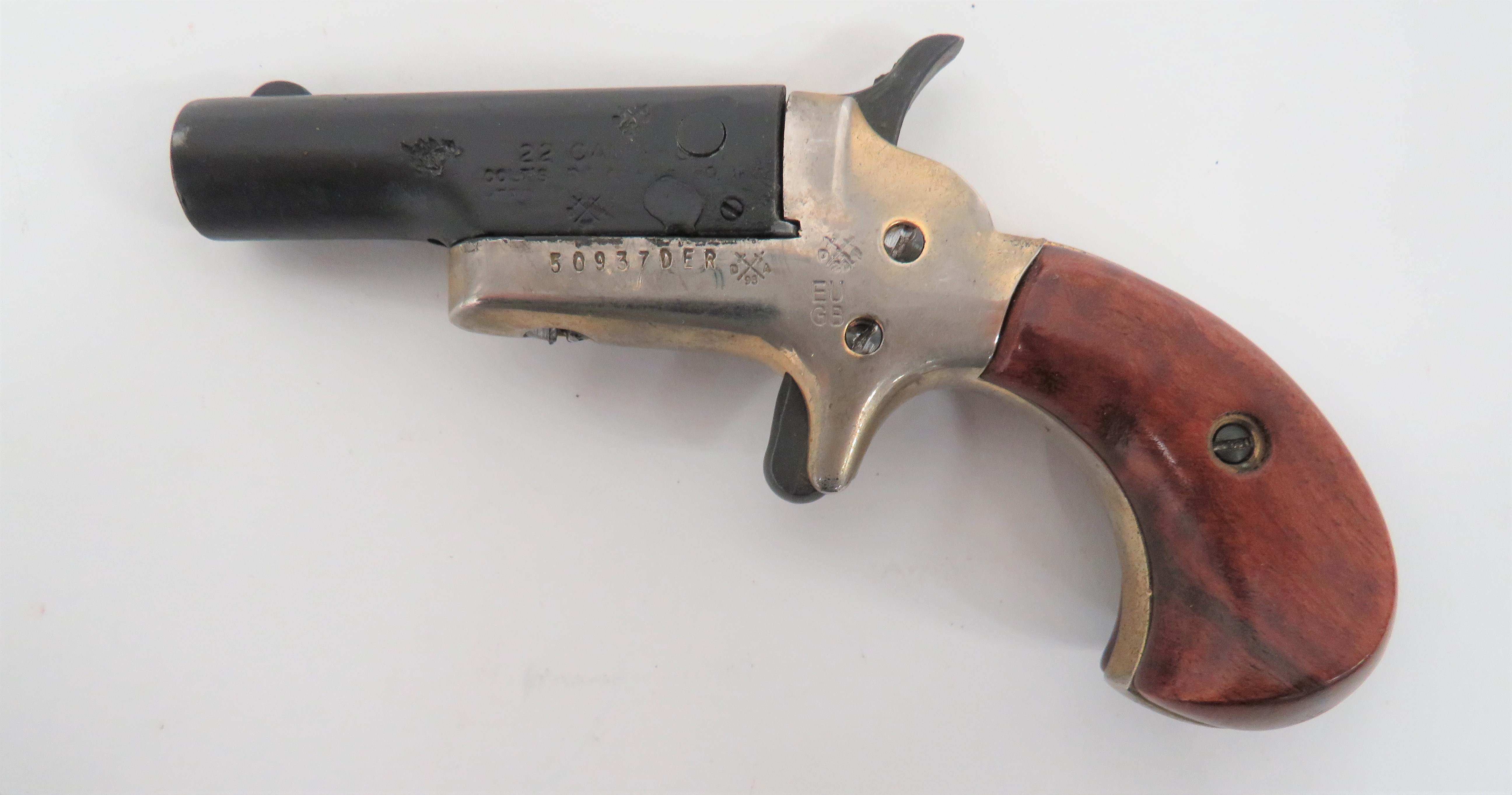 Deactivated Colt Derringer No 4 .22, 2 1/2 inch, blackened, swivel barrel.  The top marked " - Image 2 of 2