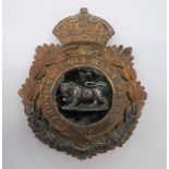 Post 1901 Leicestershire Regiment Officer's Home Service Helmet Plate Kings crown, gilt backing