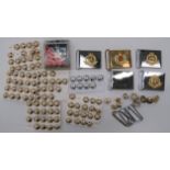 Military Belt Buckles and Buttons including bi-metal, QC Royal Engineers buckle ... 3 x chrome and