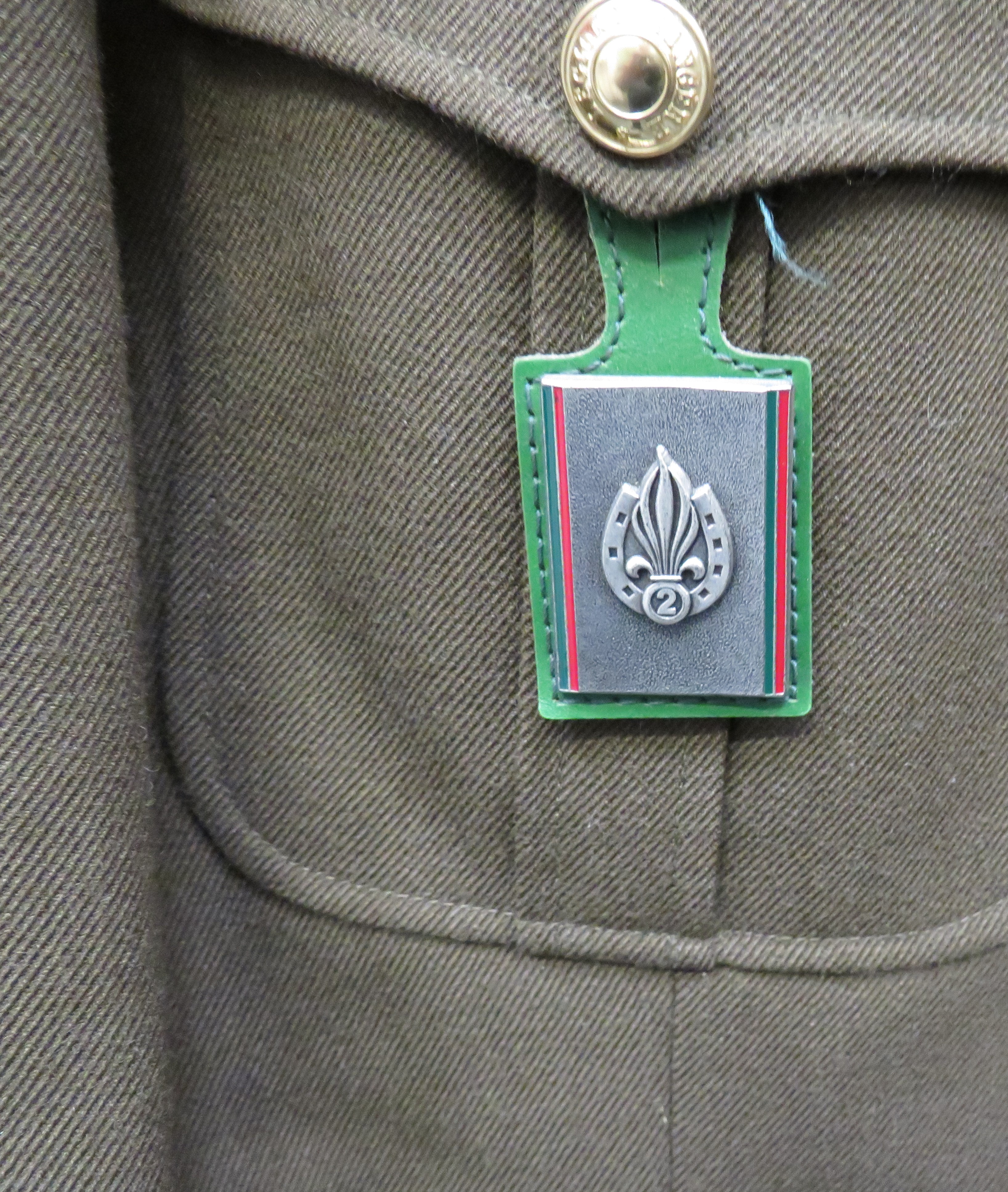 Two French Foreign Legion Tunics consisting khaki, single breasted, open collar tunic.  Pleated - Image 3 of 3