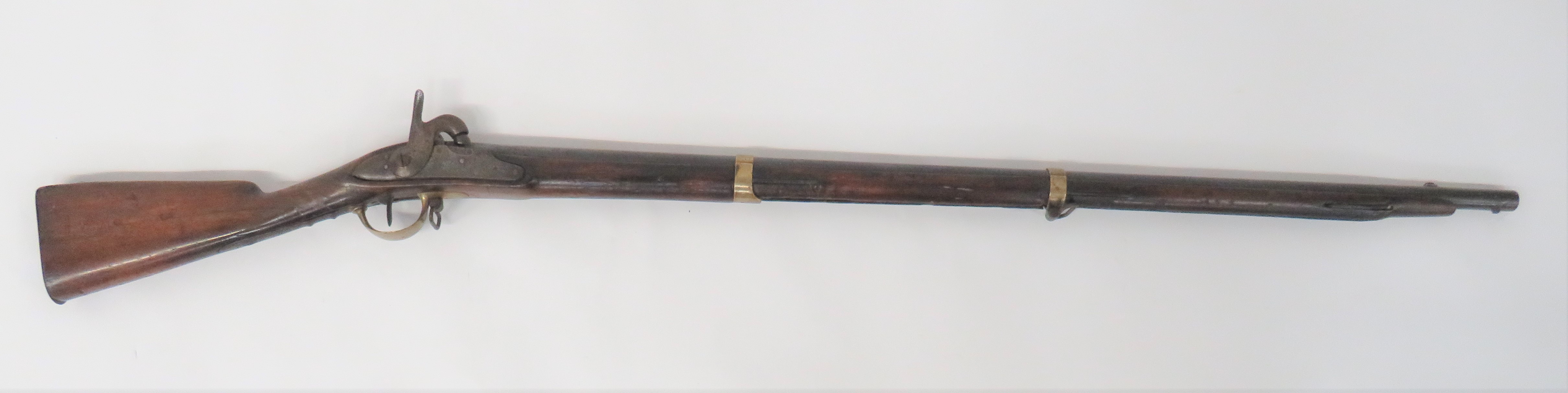 French M1822 Military Percussion Musket 12 bore, 40 1/2 inch barrel. The muzzle with lower bayonet