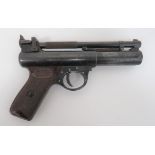 Webley "Premier" Air Pistol .22, 6 1/2 inch, blackened barrel with rear checkered section.