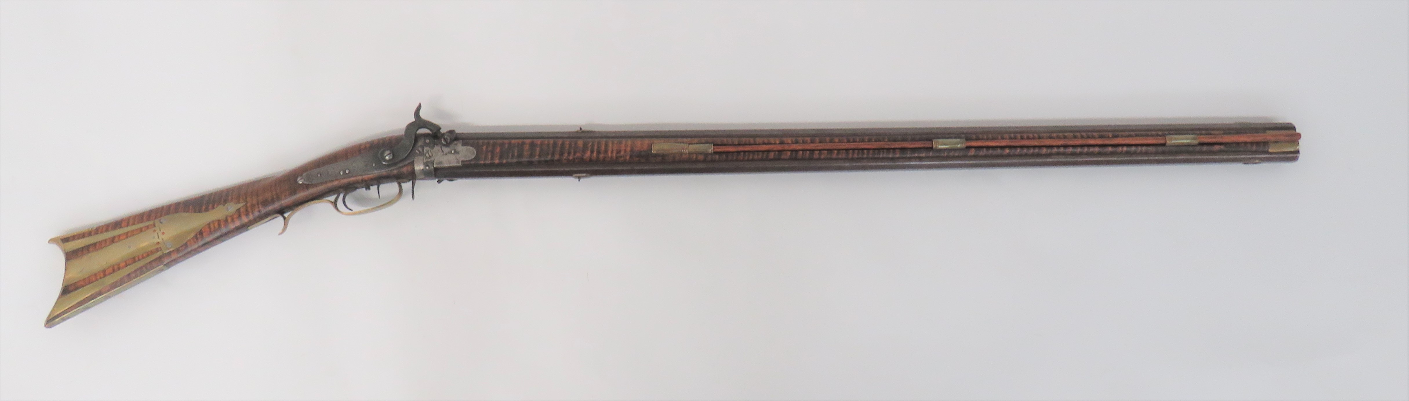 Rare American Plains Double Barrel Over and Under Percussion Rifle 80 bore, 36 1/2 inch, browned,