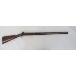 Large Bore 19th Century Fowling Gun 11 bore, 36 1/2 inch, two stage, part octagonal Damascus barrel.