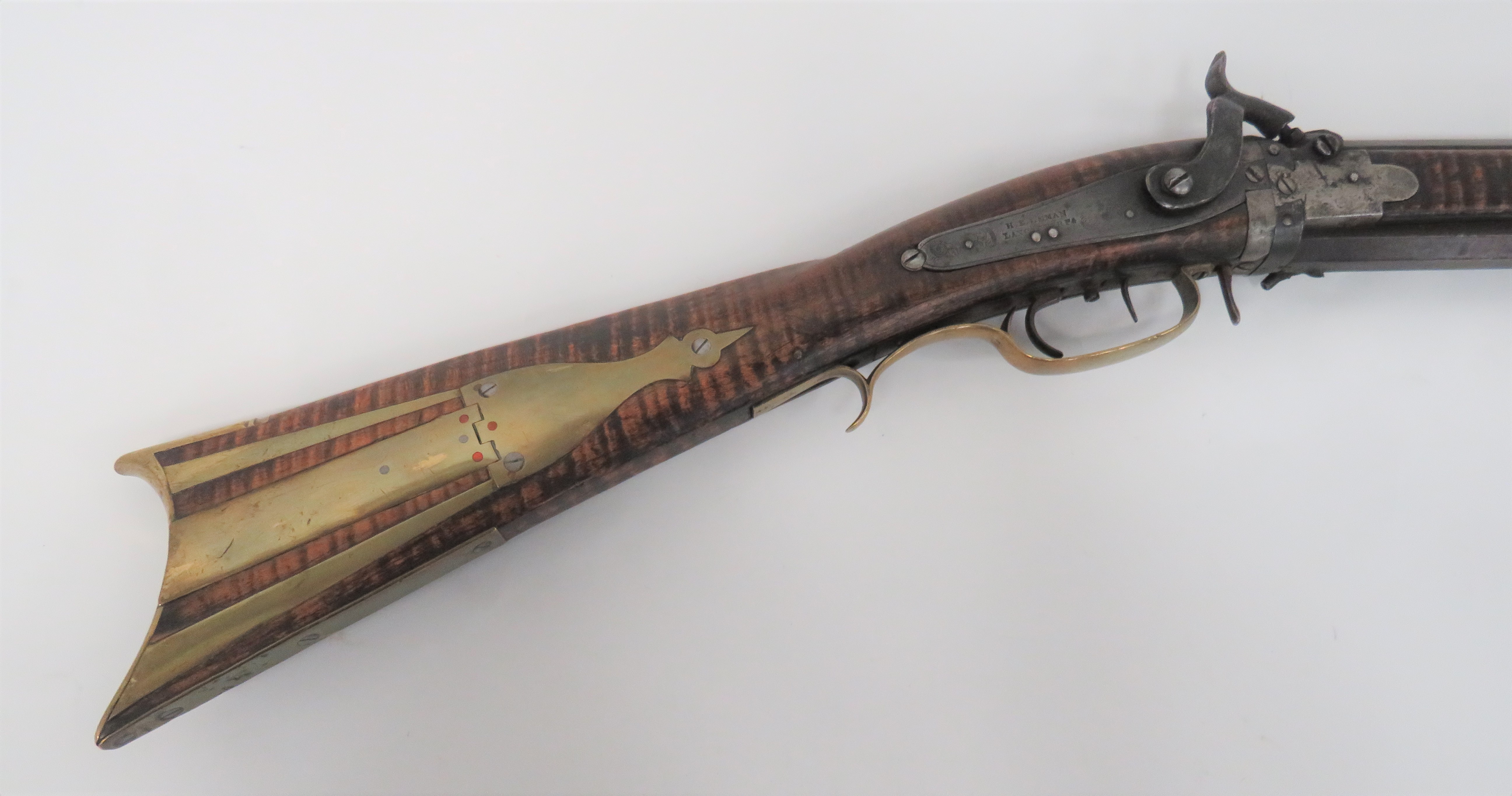 Rare American Plains Double Barrel Over and Under Percussion Rifle 80 bore, 36 1/2 inch, browned, - Image 2 of 6