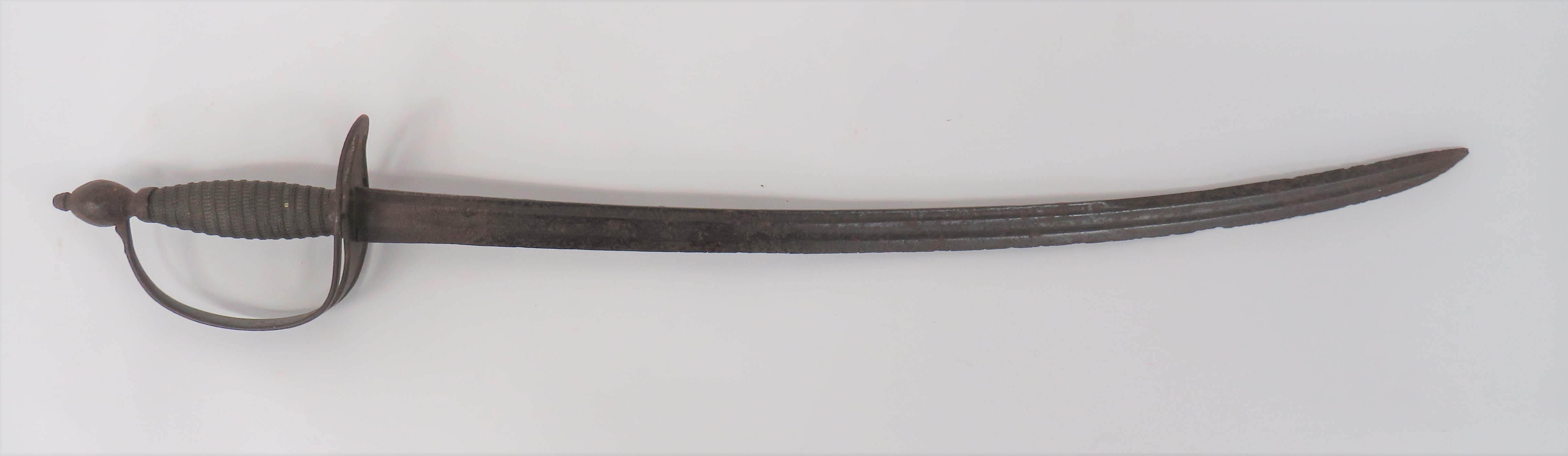 Late 18th Century Officer's Hanger 23 1/2 inch, single edged, slightly curved blade.  Wide,