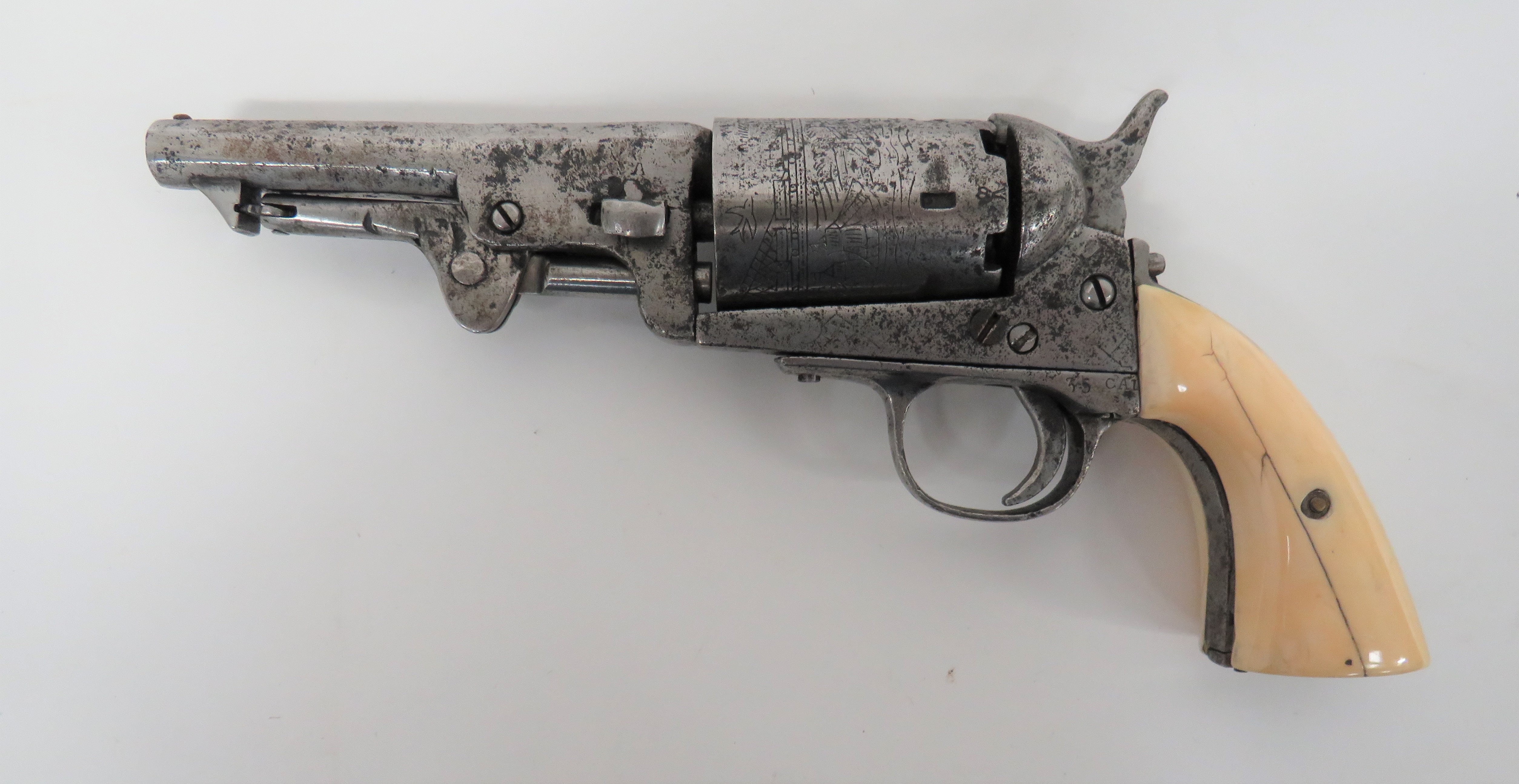 Mid 19th Century Continental Colt Style Revolver .36, 4 inch barrel with lower hinged loading - Image 2 of 2