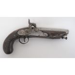 Mid 19th Century Percussion "London" Made Man Stopper Pistol 22 bore, 6 inch barrel.  The top