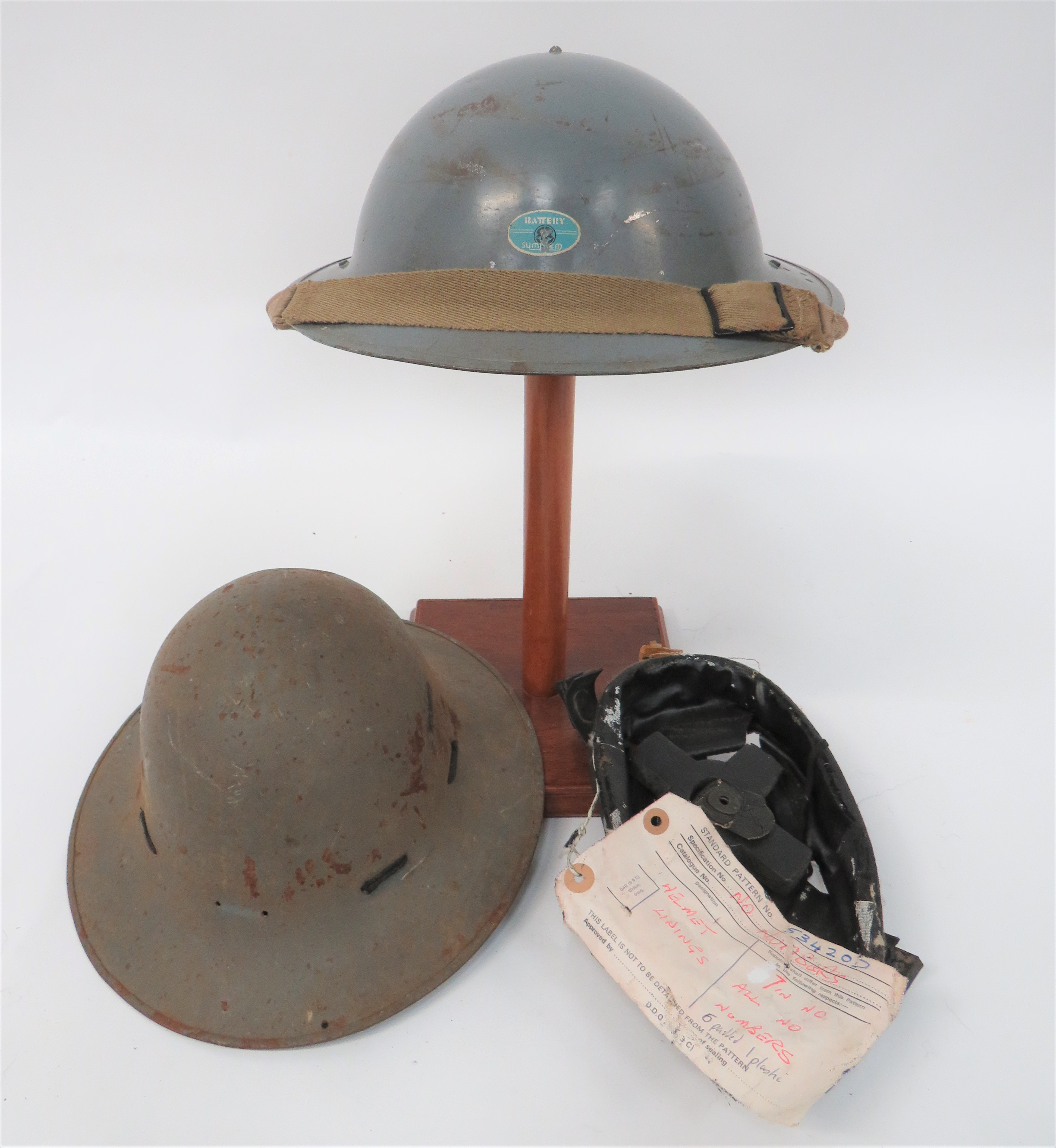 1940 Dated Factory Steel Helmet grey painted crown and brim.  The front of the helmet with ""