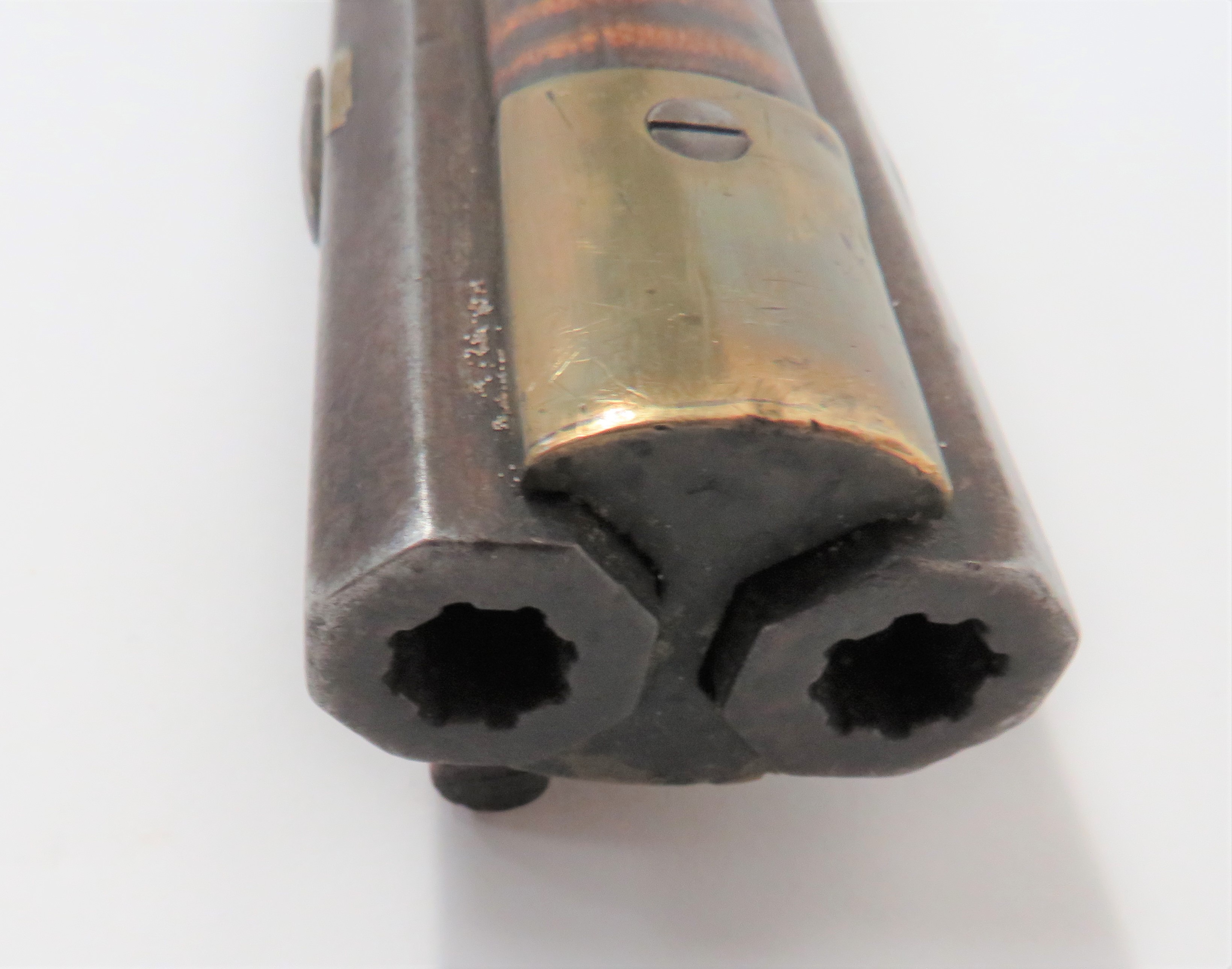 Rare American Plains Double Barrel Over and Under Percussion Rifle 80 bore, 36 1/2 inch, browned, - Image 6 of 6