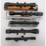 Five Various Gun Sights consisting "Optima" 4 x 32 waterproof telescopic sight ... Simmons 4 x 32, 8