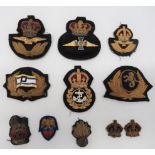 Selection of Bullion Cap and Collar Badges including bullion, silvered and gilt, QC RAF Chaplain ...