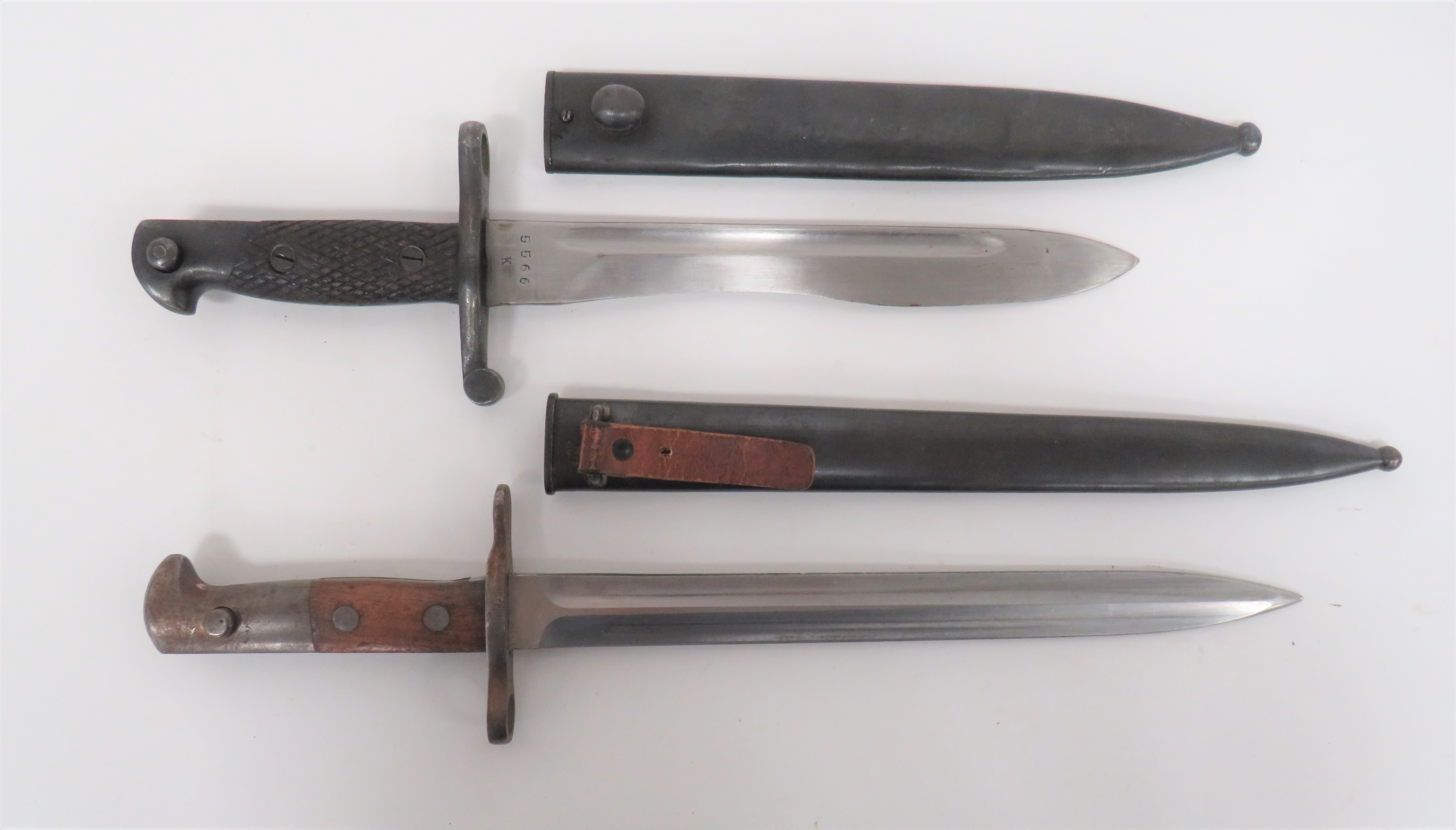 Swiss M1918 Bayonet and a Spanish M1941 Bolo Bayonet consisting Swiss example.  11 3/4 inch,