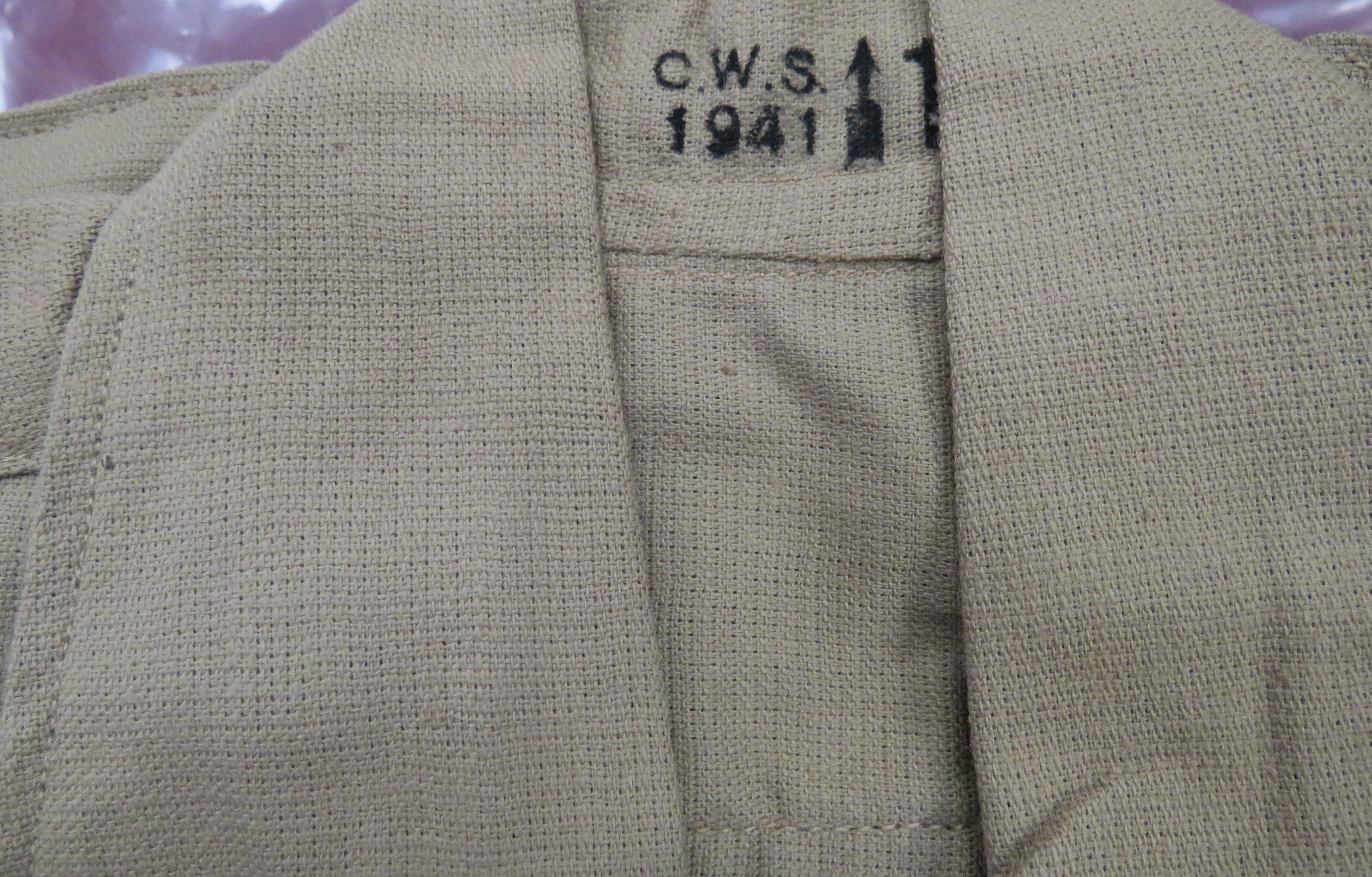 1941 Dated Khaki Aertex Shirt khaki Aertex, half opened front secured by four composite buttons. - Image 3 of 3