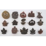 Canadian Expeditionary Force Cap Badges including darkened, 121 Western Irish ... Darkened, KC 150