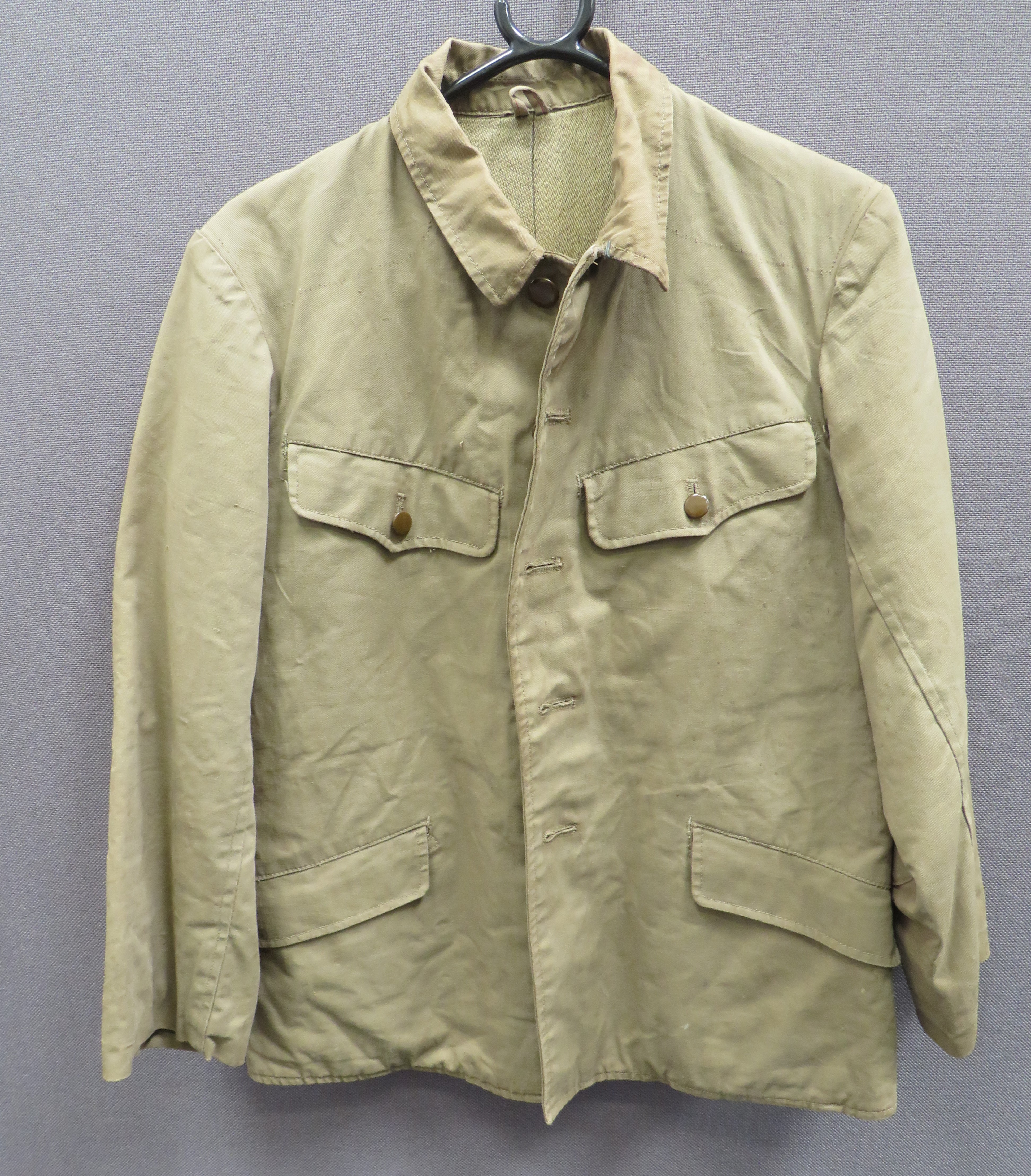 WW2 Japanese Showa 17 (1942) Winter Tunic khaki, heavy cotton, single breasted, closed fold over
