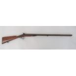 Mid 19th Century Double Barrel 16 Bore Sporting Gun 16 bore, 35 inch, side by side barrels.  The