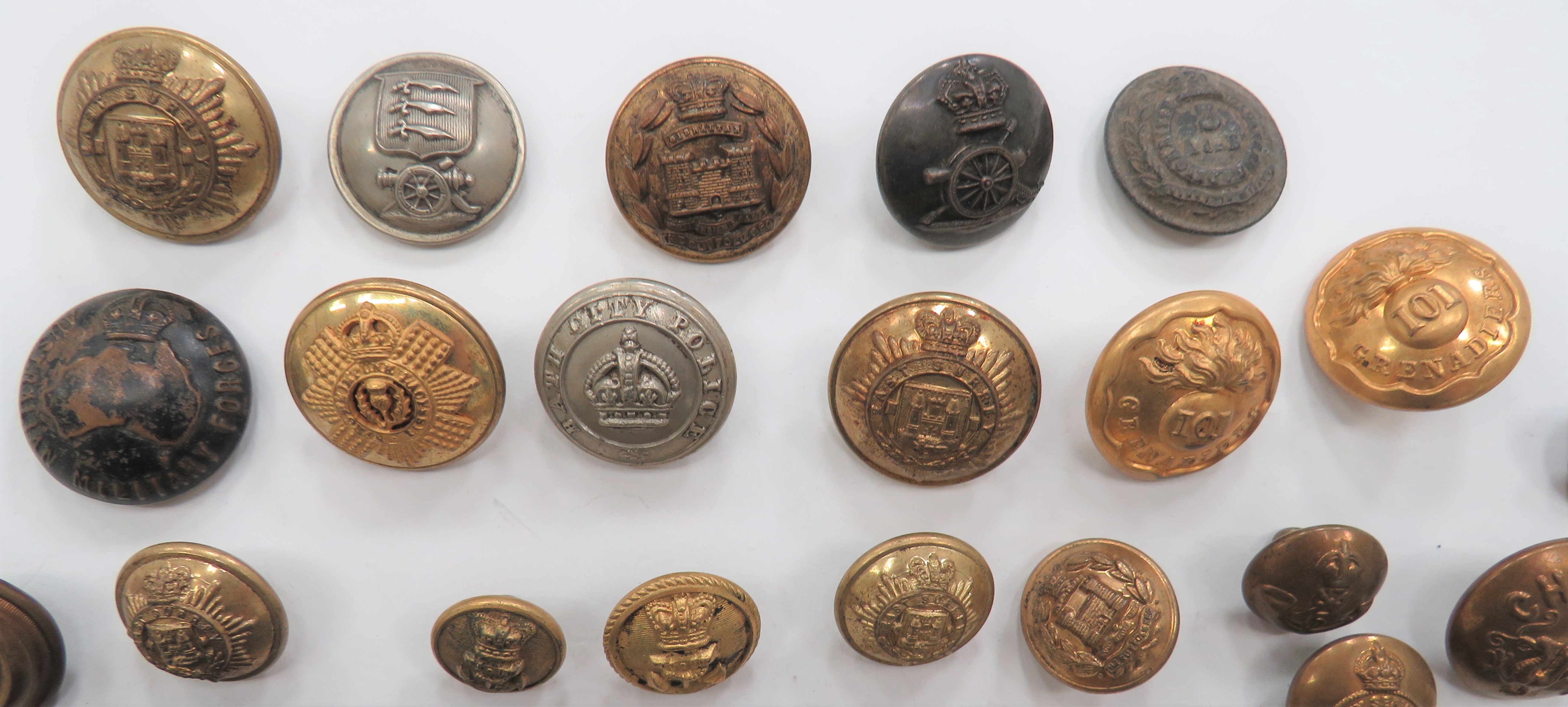 Military Buttons Including Victorian including gilt, Vic crown East Surrey ... Blackened Artist - Image 2 of 2