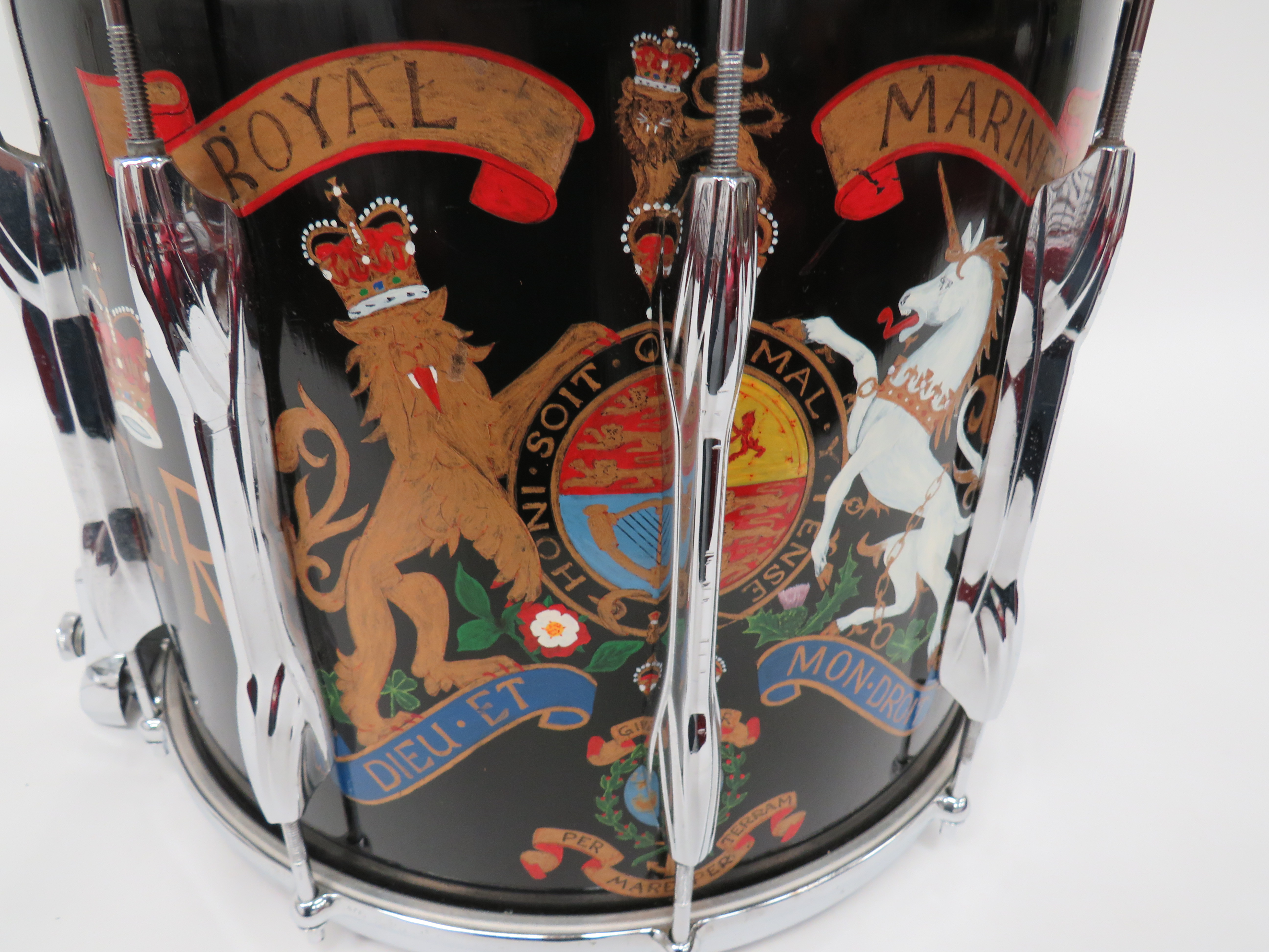 Current Royal Marines Snare Drum painted, composite body drum with hand painted, QC Royal Marines - Image 2 of 2