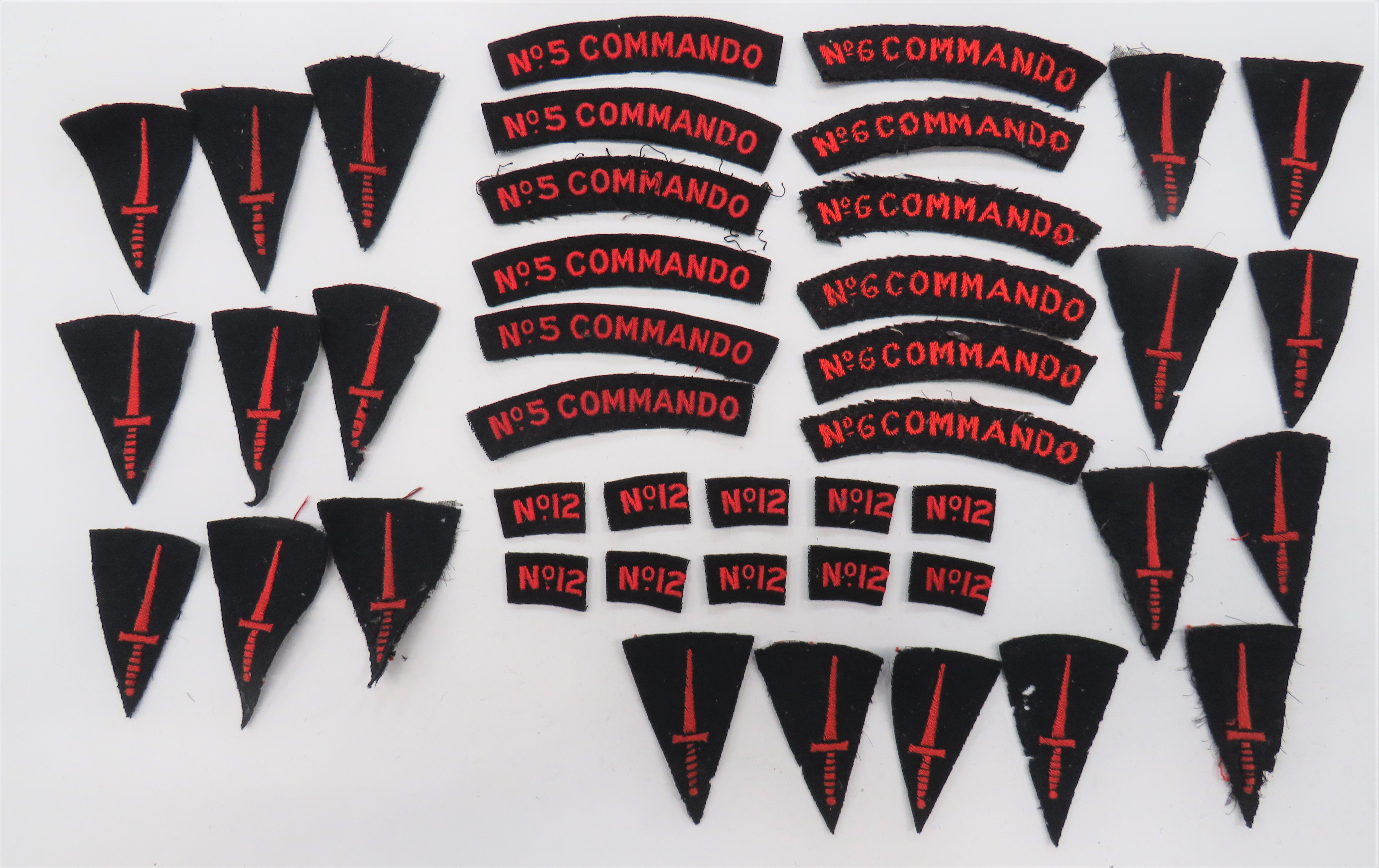 Good Selection of Commando Badges consisting 6 x embroidery, No 5 Commando ... 6 x embroidery, No