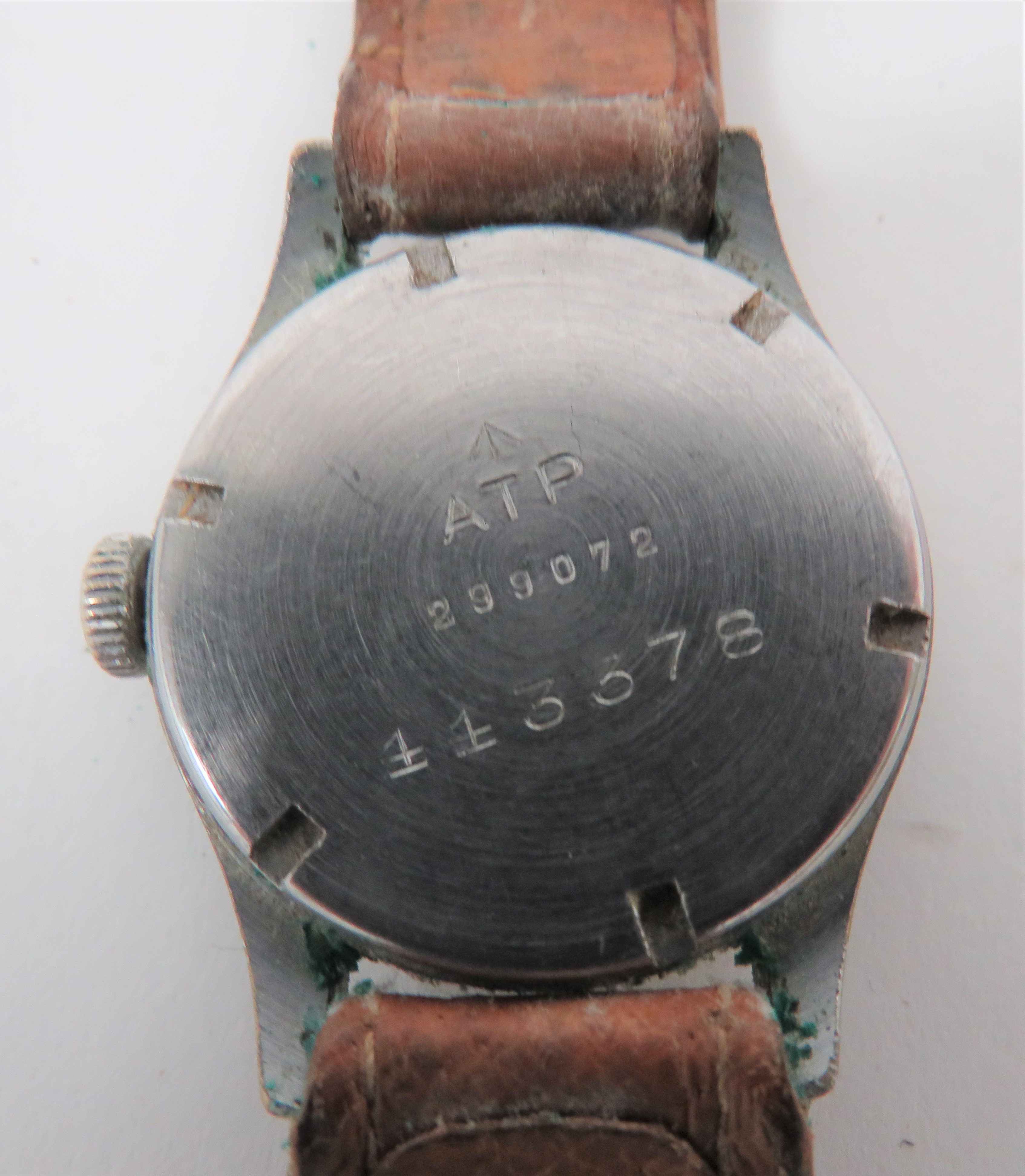 WW2 Issue Army Timepiece Watch by ""Leonidas"" plated case.  The rear with broad arrow and ""ATP"". - Image 3 of 3