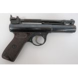 Webley "Senior" Air Pistol .177, 6 1/2 inch, blackened barrel with rear checkered section.