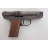 Interwar Hubertus Air Pistol tubular body and rear spring housing.  Lower steel frame marked ""DRGM