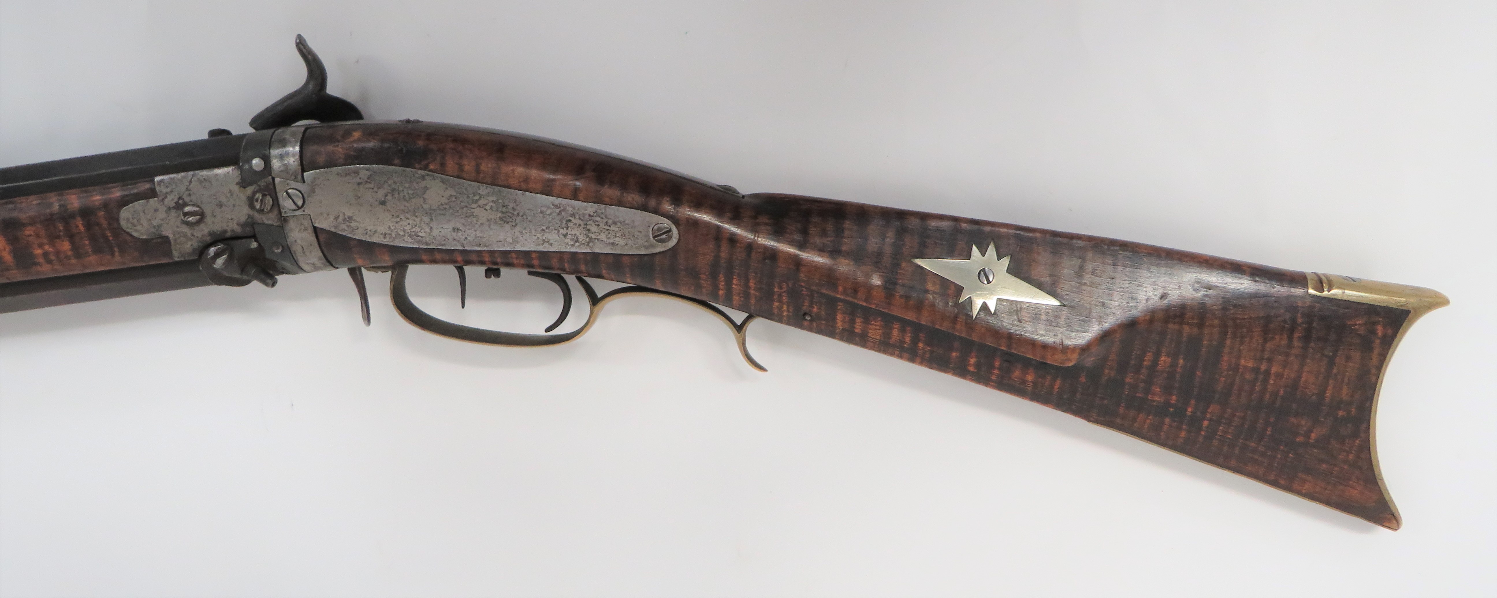 Rare American Plains Double Barrel Over and Under Percussion Rifle 80 bore, 36 1/2 inch, browned, - Image 4 of 6