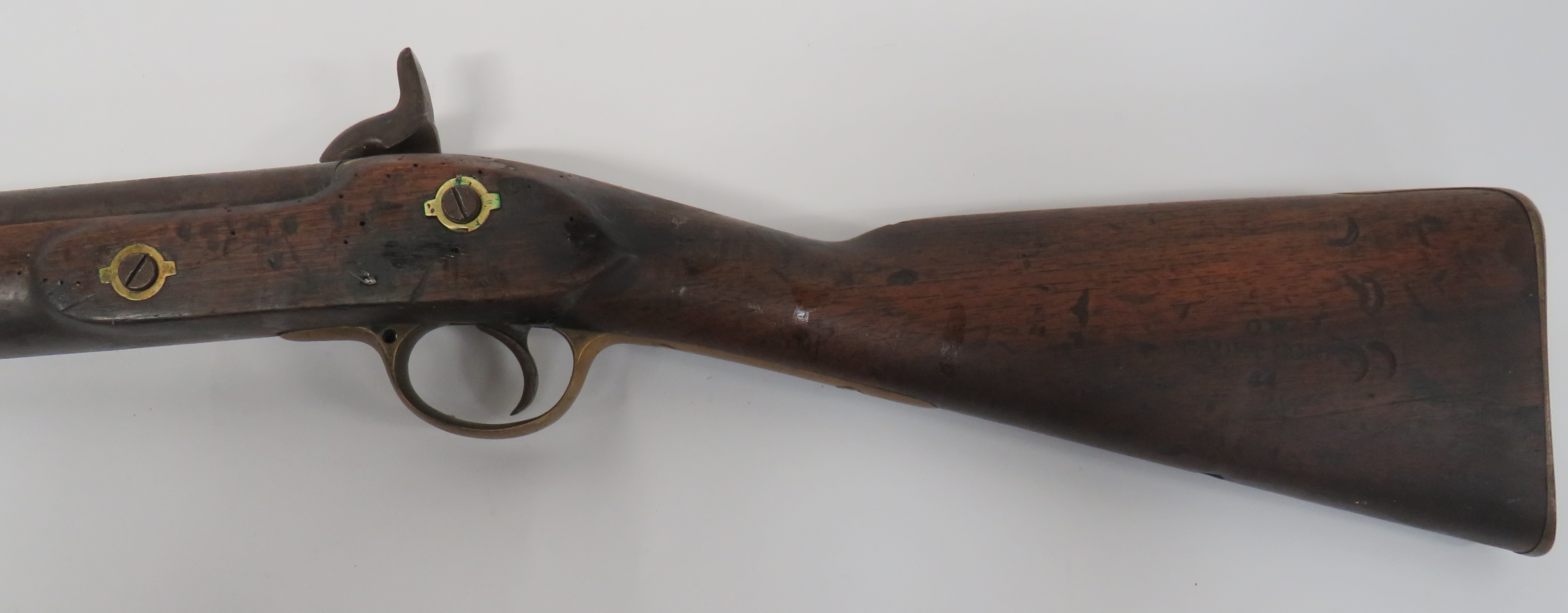 Scarce 1855 Dated Constabulary Carbine .700, 26 3/4 inch barrel.  Military lock plate with line edge - Image 4 of 4