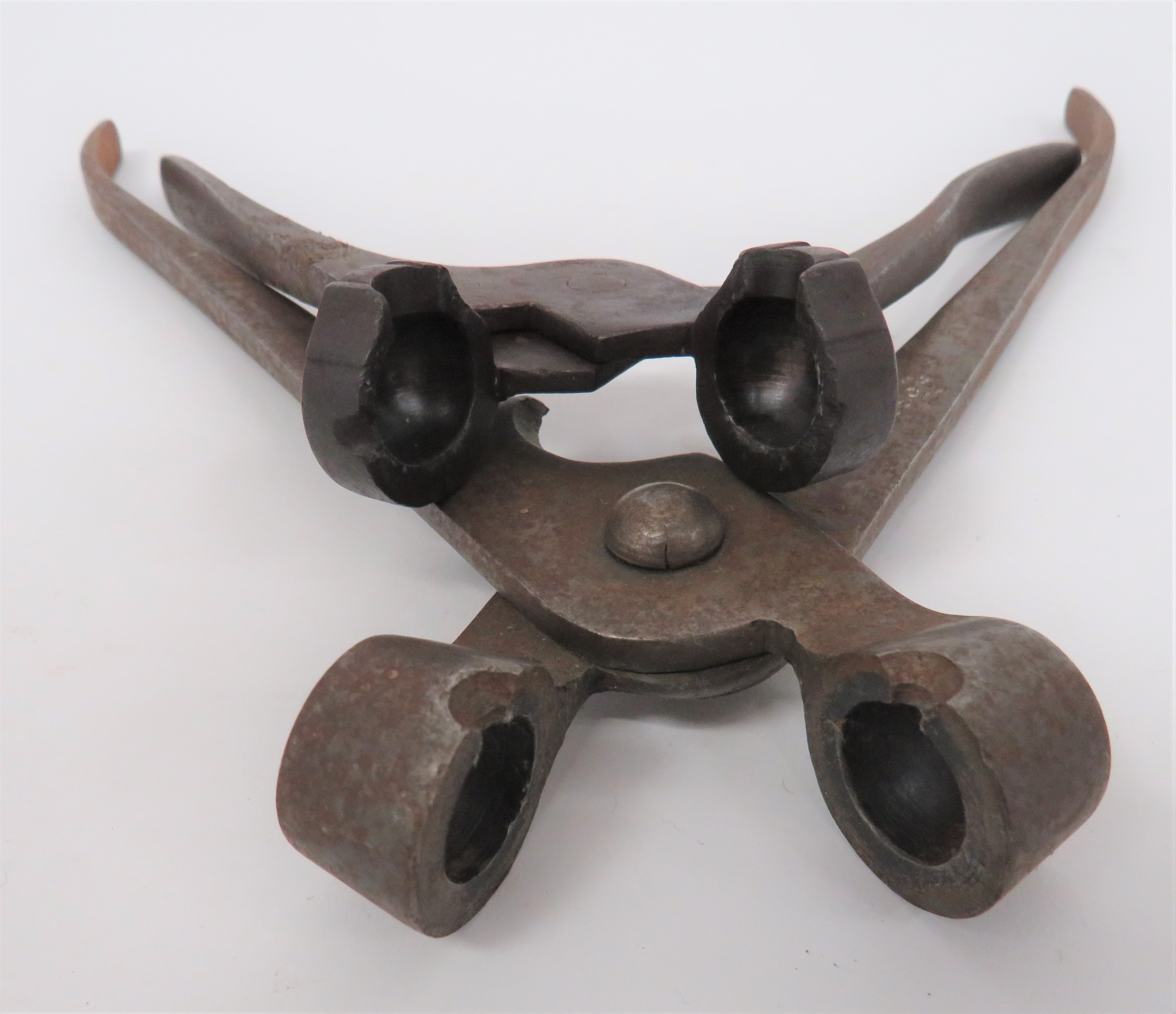 Two Victorian Steel Bullet Moulds consisting .58/22 bore, steel pincer ball mould.  Central sprue - Image 2 of 2