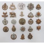 Various Damaged Cap Badges most with fittings absent including white metal, KC RAC ... Brass, KC