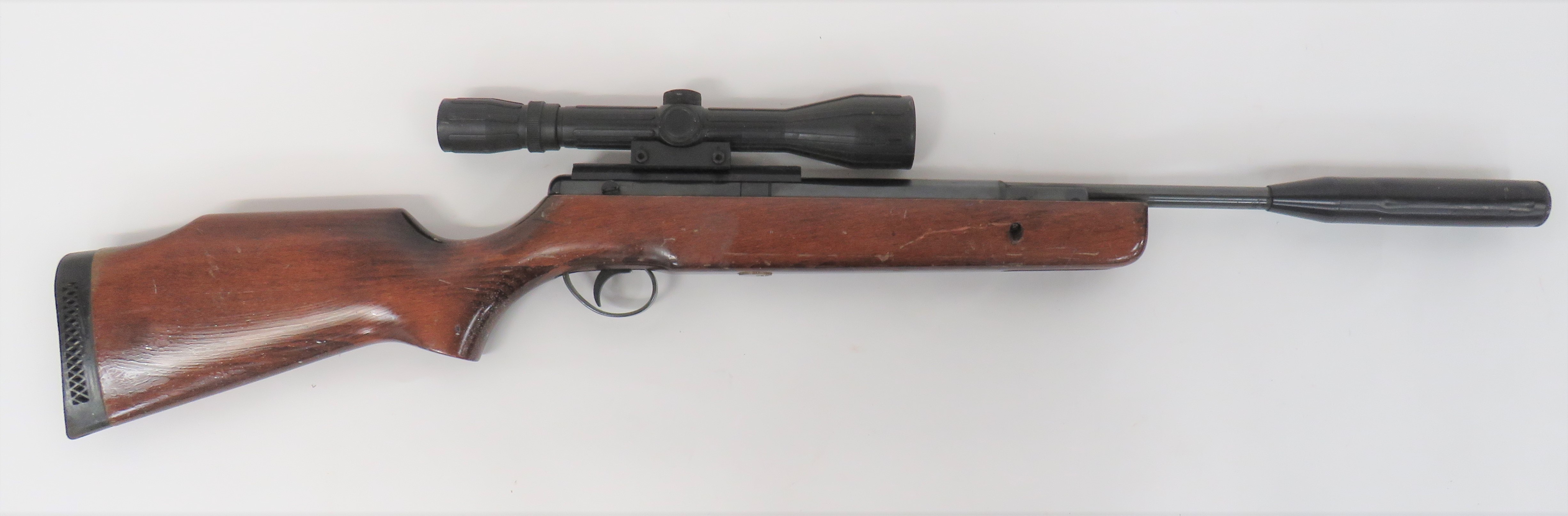 BSA Air Rifle With Silencer and Telescopic Sight .22, 14 1/2 inch, blackened barrel with integral