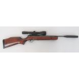 BSA Air Rifle With Silencer and Telescopic Sight .22, 14 1/2 inch, blackened barrel with integral