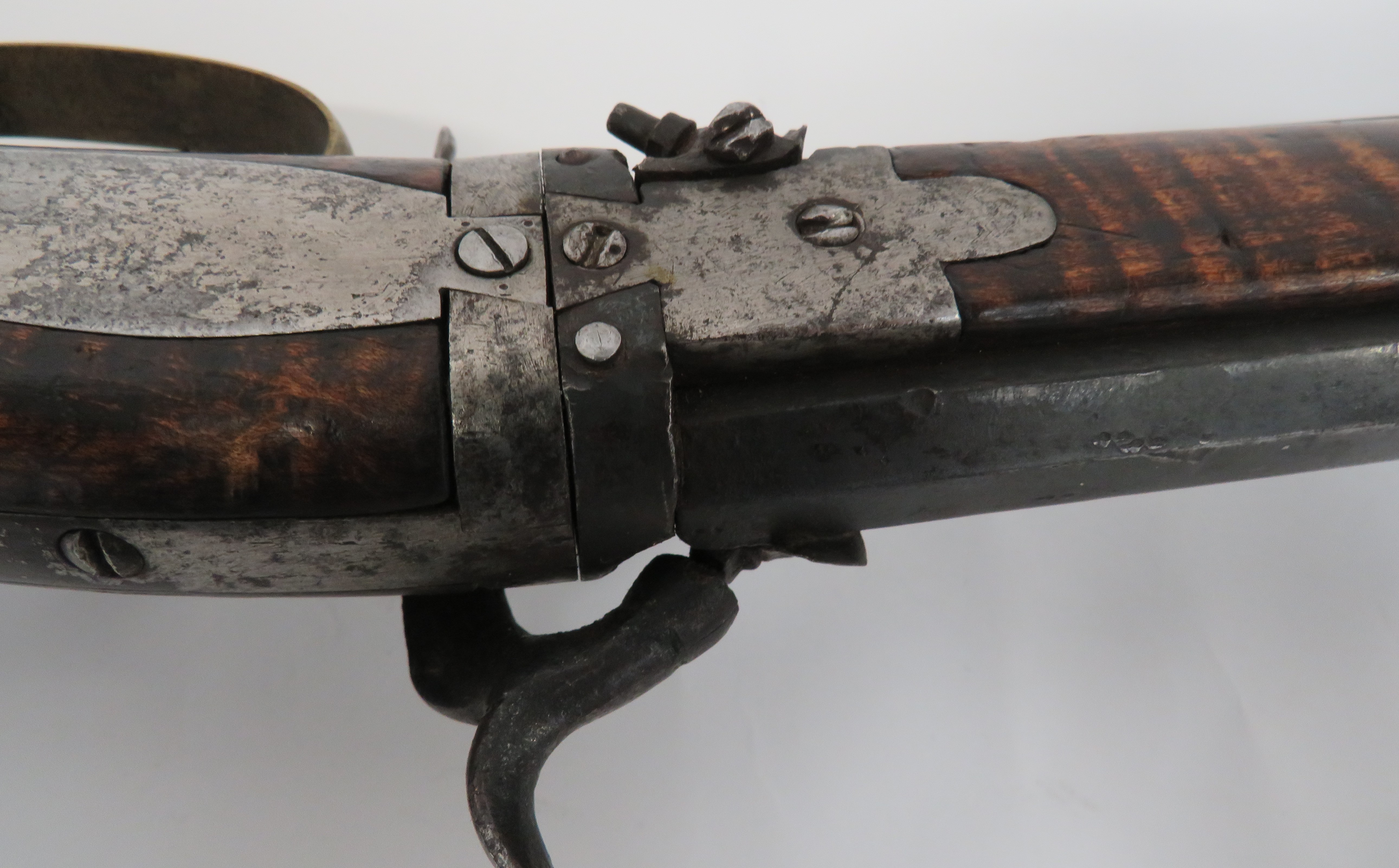 Rare American Plains Double Barrel Over and Under Percussion Rifle 80 bore, 36 1/2 inch, browned, - Image 5 of 6