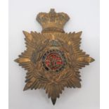 Victorian Royal Military College Helmet Plate gilt Victorian crown and backing star.  Overlaid