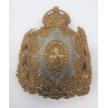 Post 1901 Life Guards Helmet Plate brass oak and laurel wreath with collar of the Order Of The