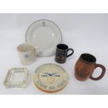 Air Force Tankards and Other Items consisting turned wooden tankard with carved, KC Royal Indian Air