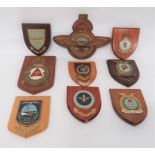 Royal Air Force Wall Crests including painted, plated KC RAF crest.  Rear with maker details ...