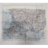 WW2 RAF Silk Escape Map of Europe colour printed, double sided, "C/D" map covering English
