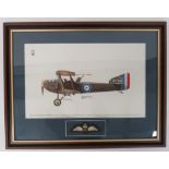 Signed Print of a FK8 of 8 Sqn RFC coloured print of an Armstrong Whitworth FK8 of No 8 Sqn RFC.