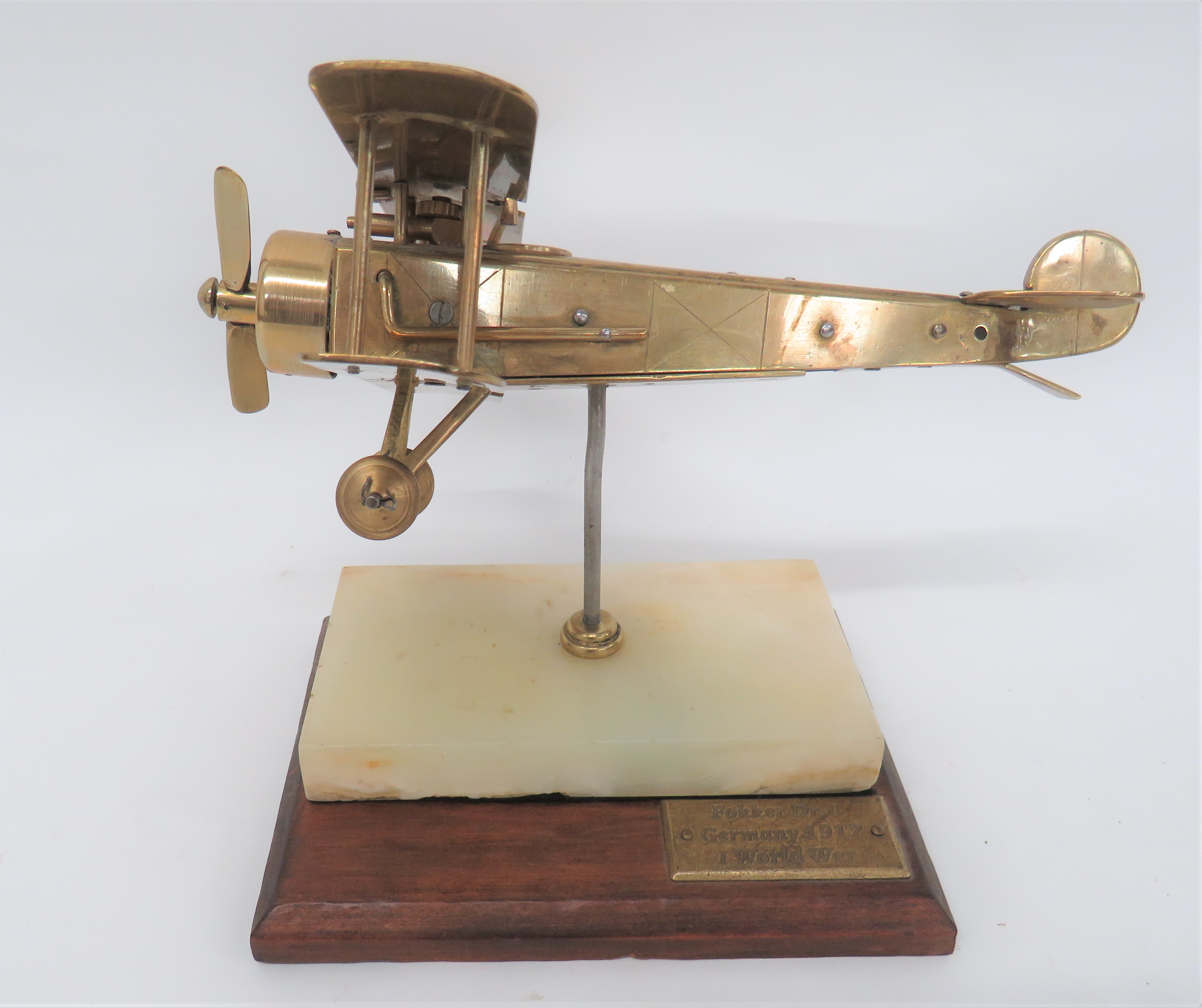 Fine Engineers Model of a WW1 Aircraft brass and steel model of a German bi-plane.  Working