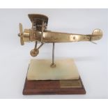 Fine Engineers Model of a WW1 Aircraft brass and steel model of a German bi-plane.  Working