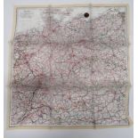 WW2 Silk Escape Map and Composite Button Compass colour printed, single sided, "A" map covering