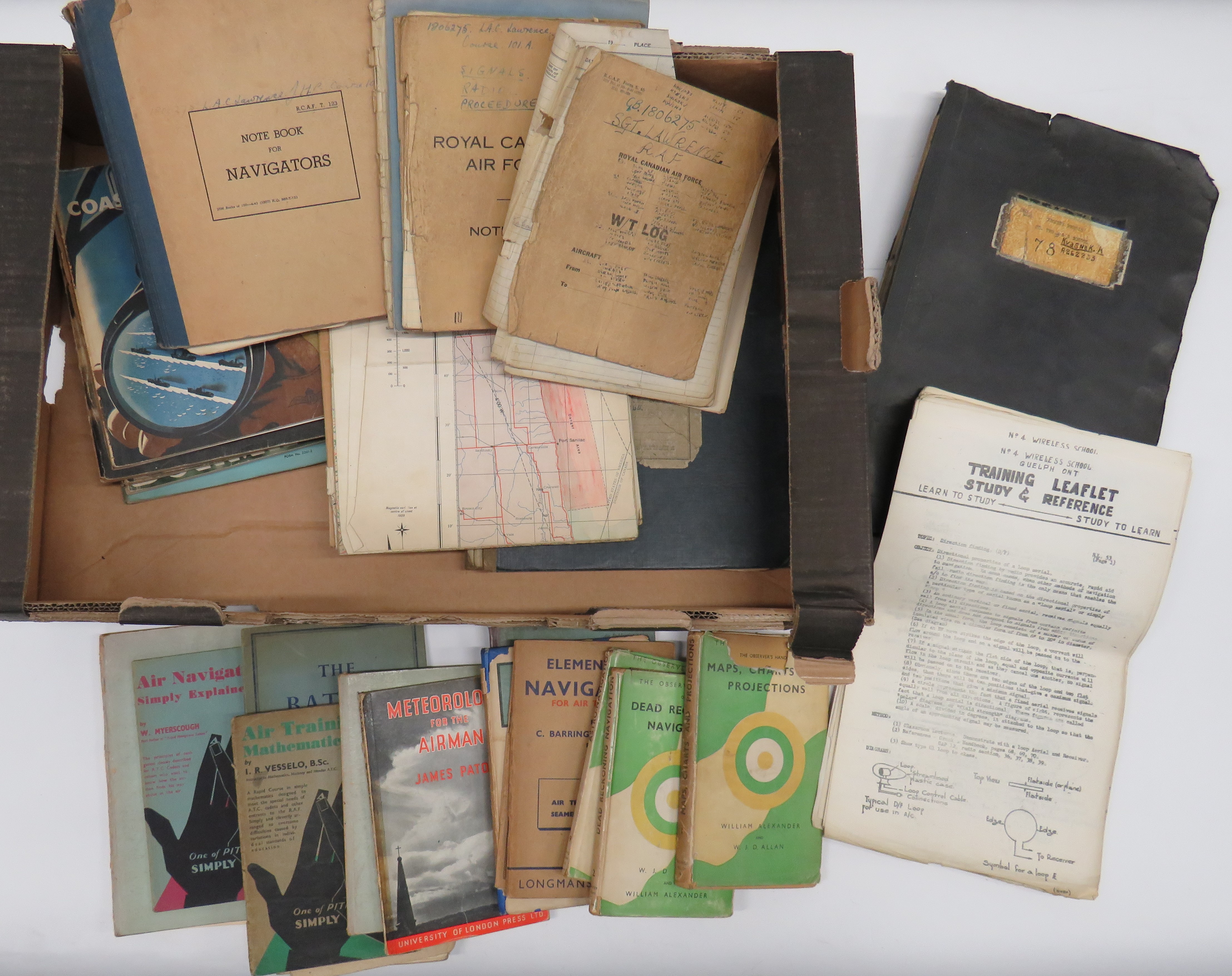 Quantity of Royal Air Force Training Manuals and Books all relating to Sergeant J H P Lawrence.